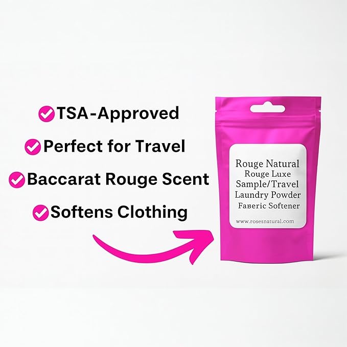 Travel Laundry Bundle, 10 Pre-Measured Packets, 5 Laundry Powder and 5 Fabric Softener Crystals, Patchouli and Rouge Luxe Scents (Rouge Luxe)