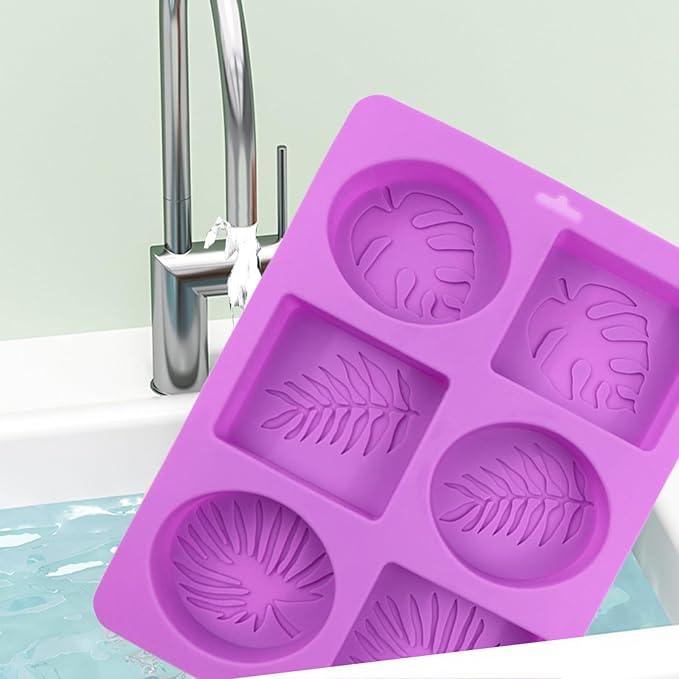 2Pcs Silicone Soap Molds, Leaf Soap Molds for Soap Making Silicone Molds for Soap Bath Bombs Shower Steamer Lotion Bars DIY Epoxy Resin