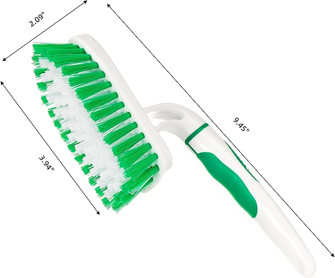 2-Pack Scrub Brush for Cleaning with Long Handle,Medium Firm Brush Bathroom Cleaning Supplies and Bathtub Cleaner and Shower Cleaning Brush,Multi-Scene Use for Kitchen or Carpet Brush,White&Green