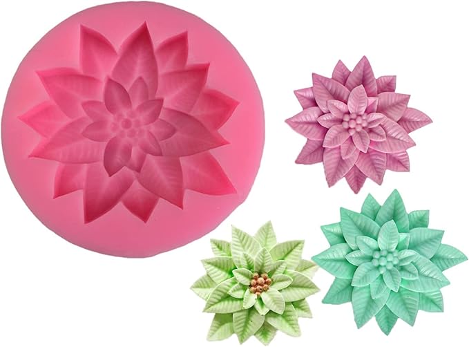 2Pcs Holly Leaf Silicone Mold for Fondant Chocolate Candy Cake Decorating Baking Candle Soap Pastry Polymer Clay Christmas Decoration