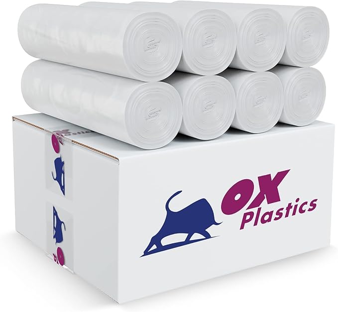 45-50 Gallon Trash Bags - (22 Microns) High Density 43"x48", 150 Count Unscented Trash Can Liners - Multipurpose Clear Garbage Bags for Bathroom, Kitchen or Office Wastebaskets Made in USA