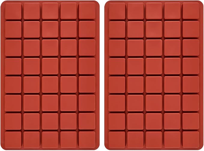 Mini Square Silicone Molds, 2 Pack 40-Cavity Caramel Candy Gummy Molds for Chocolate Mini Ice Cube Jelly Truffles