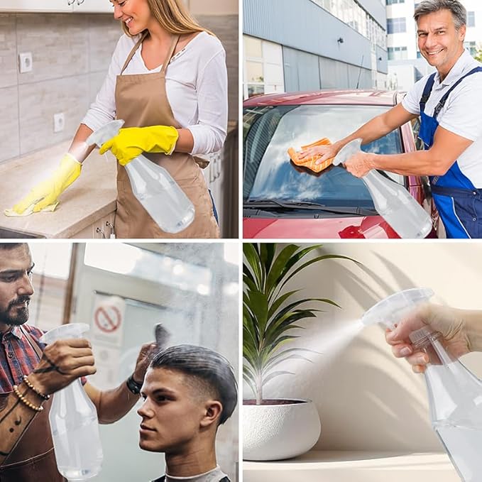 Plastic Spray Bottles Empty Spray Bottle 28.4oz Heavy Duty Spraying Bottles Mist/Stream Water Bottle for Cleaning Solutions, Plants, Pet, Essential Oils, Hair (Clear4)