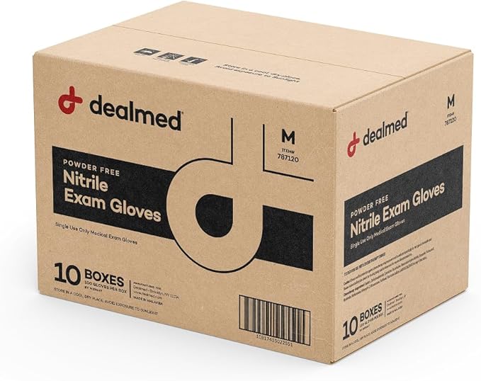 Dealmed Nitrile Exam Gloves - Powder-Free, Latex-Free, Disposable Medical Gloves