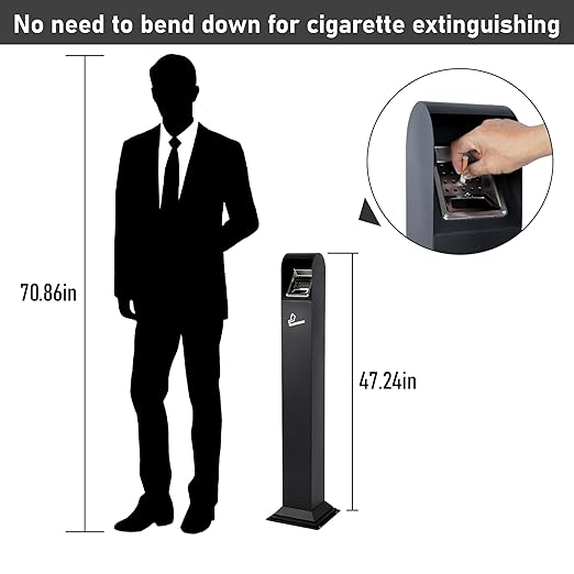 AIWFL Steel Trash Can Outdoor, Commercial Trash Bin with Removable Inner Bucket, Easy to Clean, All-Metal Construction, Standing Garbage Can for Porch/Guest Areas/Office/Balcony