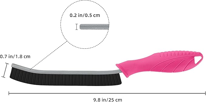 Hard Bristle Crevice Cleaning Brush - Cleaning Supplies - Grout Cleaning Brushes for Household Use - Crevice Cleaning Tool for Bathroom, Home and Kitchen (3, Rose)