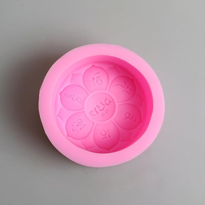 Om Mani Padme Hum Soap Mold Silicone Craft Candle Resin DIY Handmade Mold Round (15084)