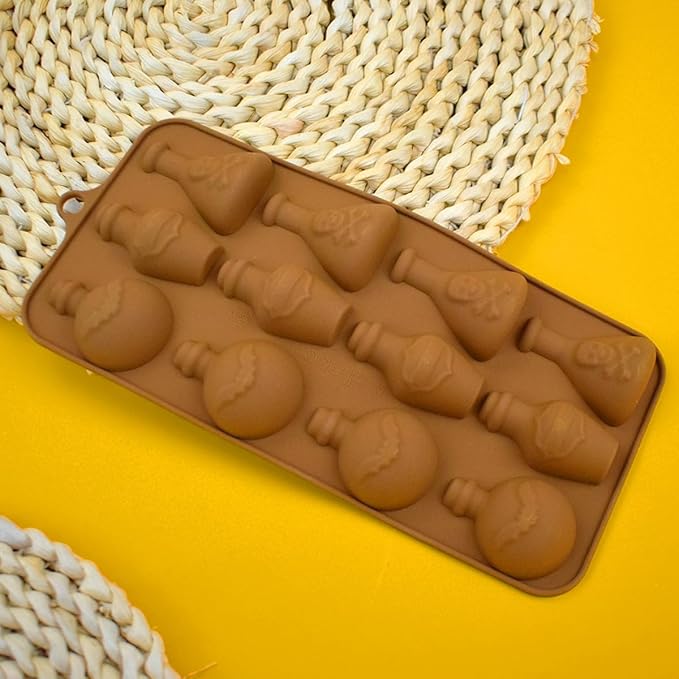 mostsom Chocolate Molds Silicone Mold Halloween Apothecary Potion Bottle for Ice Cube Jelly Crayon Gummy Cupcake Decoration (B_ 8.92x4.04x0.56 inch)