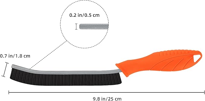 Hard Bristle Crevice Cleaning Brush - Cleaning Supplies - Grout Cleaning Brushes for Household Use - Crevice Cleaning Tool for Bathroom, Home and Kitchen (3, Orange)