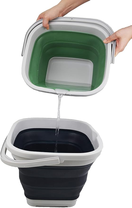 SAMMART 11L (2.9 Gallon) Collapsible Rectangular Handy Bucket (1, Grey/Slate Grey)