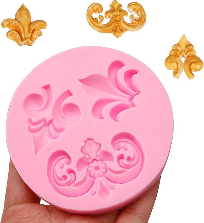 Baroque Silicone Molds for Cake Decorating, 3 Pieces Frame Vintage Relief Relief Fondant Molds for Flower European Style Cupcake Toppers Chocolate Candy