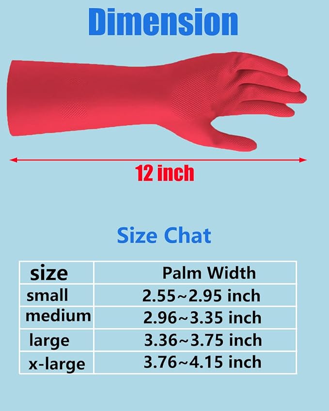 Reusable Latex Dishwashing Gloves – 3 Pairs Waterproof Non-Slip Kitchen Cleaning Gloves, Medium Size Dish Gloves for Women, Flexible and Durable (Red+Yellow +Blue) Medium
