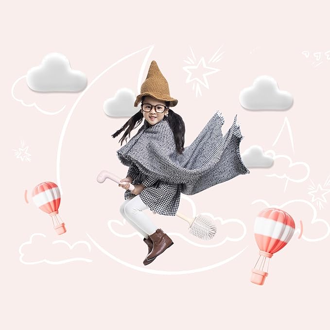 Dinosaur Shape Toilet Brush, Cute, Compact, 1-Pack, Pink, TPR Bristles