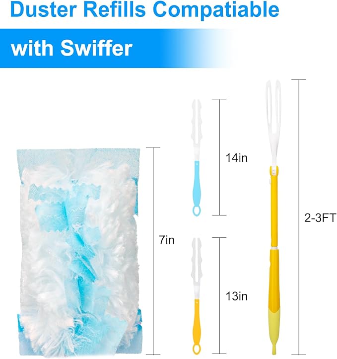 KeFanta Duster Refills for Swiffer Dusters, 180 Heavy Duty Multi Surface Refills & 1 Handle, Ceiling Fan Duster, Disposable Dusters for Cleaning (30 Count+1 Handle)