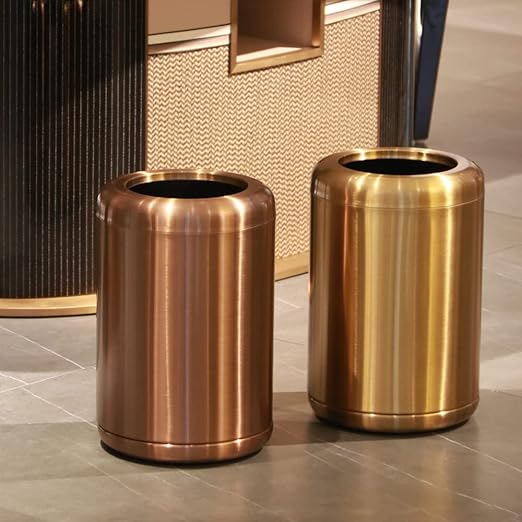 10 L/2.6Gallon,Brass Trash can,Brushed Bathroom Trash Can, Gold Wastebaske for Bathroom,Living Room,Office,Kitchen,Bedroom,Hotel (Gold)