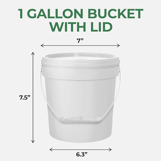 EconoHome 1 Gallon Food Grade Round Plastic Bucket - Food Storage Deli Containers with Lids Ideal for Ice Cream, Soup, and Prep Containers - BPA-Free, Premium HDPE - 1 Pack