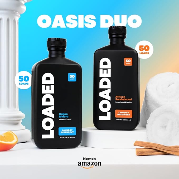 Loaded Laundry Detergent, Cologne Scented | 50 Loads | Sea Salt & Citrus | Non-Toxic & Skin-Friendly | Made in USA | 32 oz