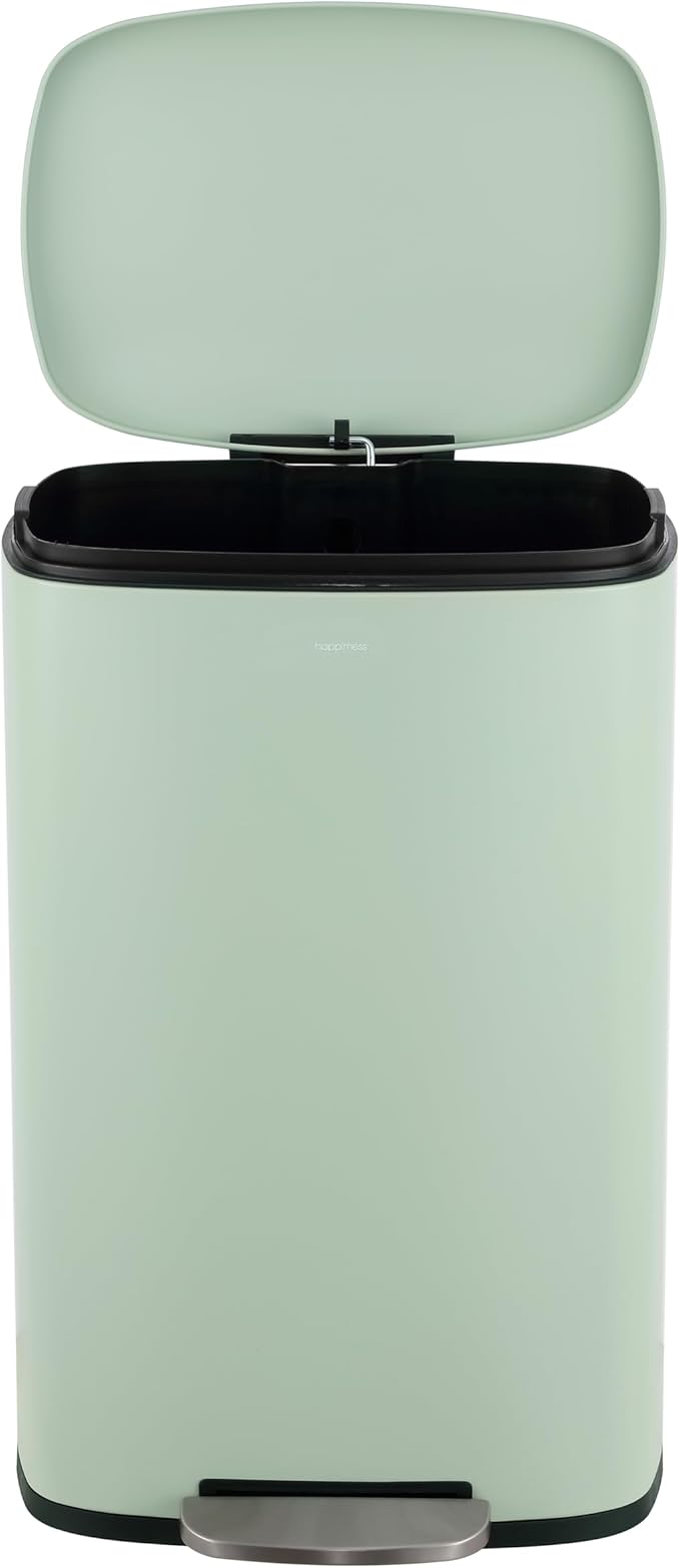 happimess HPM1011H Curtis 8-Gallon Step-Open Trash Can, Fingerprint Resistant, Modern, Minimalistic for Home, Kitchen, Laundry Room, Office, Bedroom, Bathroom, Pistachio Gelato