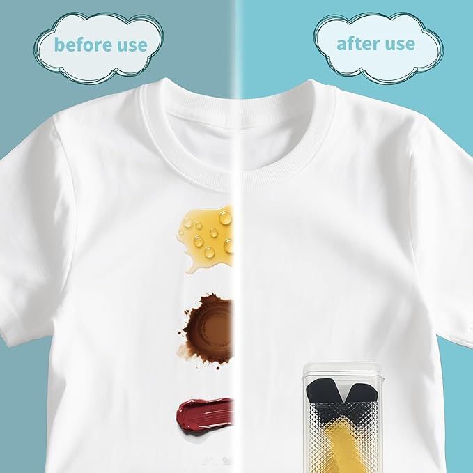 Stain Remover Brush, Portable Fabric Cleaner for Tough Stains Like Red Wine, Coffee, Grease, Juice, Grass on Clothes