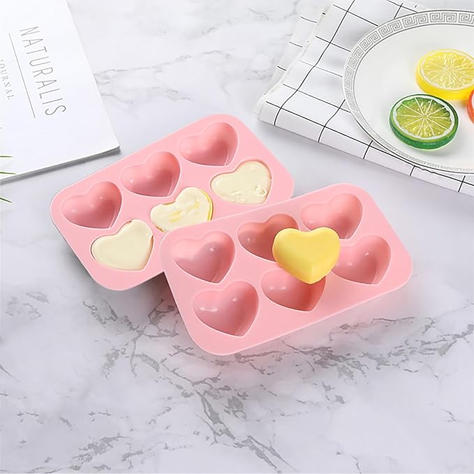 Heart Silicone Molds 3pcs Valentine's Heart Chocolate Molds for Candy Ice Cube Resin Soap Jelly(Medium 1.8inch)