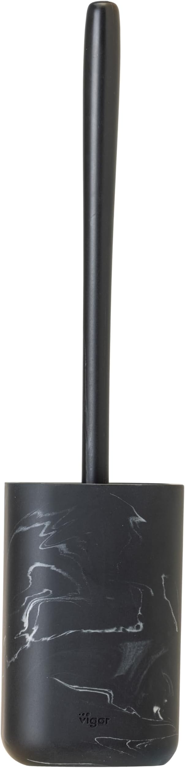 Vigar Zense Toilet Brush and Holder Set, Toilet Bowl Brush with Polyresin Stone Holder, Bathroom Sets for Bathroom Decor and Accessories, Black Marble