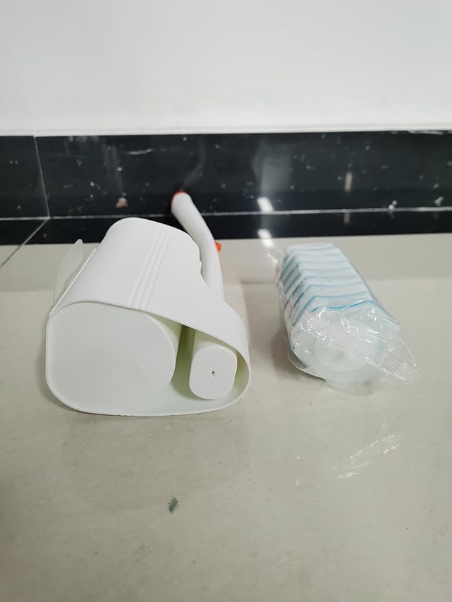 JEHONN Disposable Toilet Bowl Cleaner Wand with 40 Cleaner Refills, Wall Mounted Long Handle Compact Bathroom Scrub Brush Holder Set for Sink Bathtub Wash Basin Mop Pool (Orange)