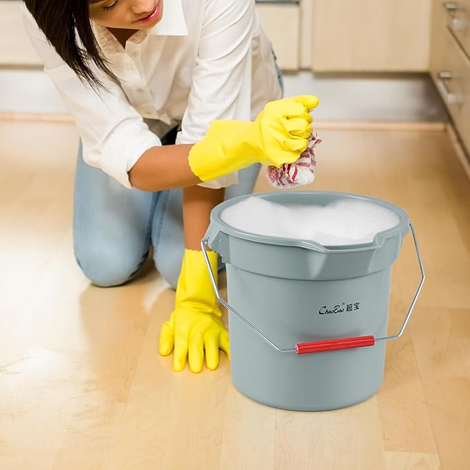 4 Packs Plastic Cleaning Bucket with Spout and Grip Handle, 14 Quart Round Utility Water Pail for Car Washing, Camping, Cleaning, Mopping, Paint