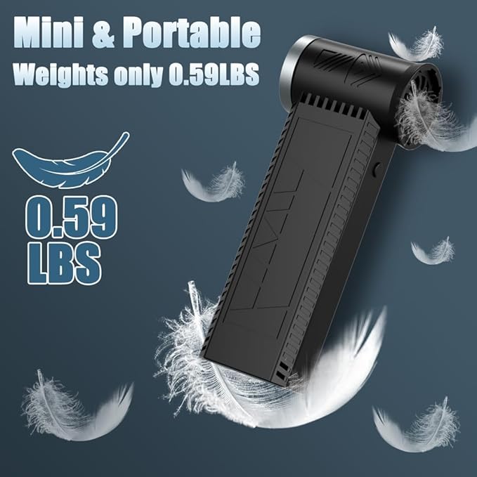 Cordless Electric Air Duster: 120,000 RPM High-Speed 4-Speed Adjustable Blower, Rechargeable Battery-Powered Dust Cleaner for PC Keyboards, Electronics, Cars & Outdoor Use (Black)