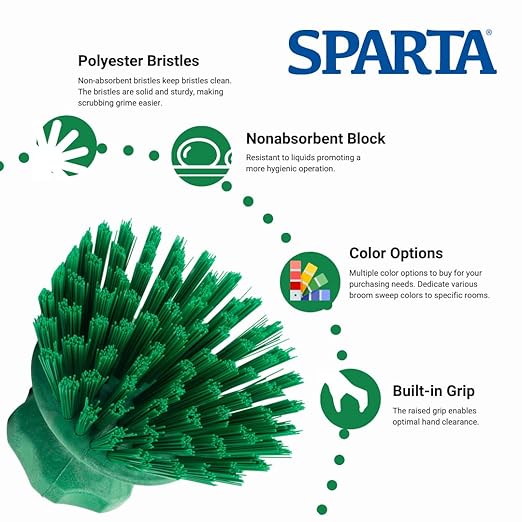SPARTA 42395EC09 Plastic Scrubber Brush, Round Brush, Dish Scrub Brush With Color Coded For Cleaning, Kitchen, Bathroom, Bathtub, Dishes, Sink, 5 X 5 X 4 Inches, Green