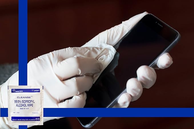 Cleanse 99.9% Isopropyl Alcohol Handy Wipes, 50 Counts Lint Free Non-Abrasive No Water Residue Ideal for Electronics, Household, Work Equipment Safe for Tech Cleaning & Screens (6 x 5 inches)