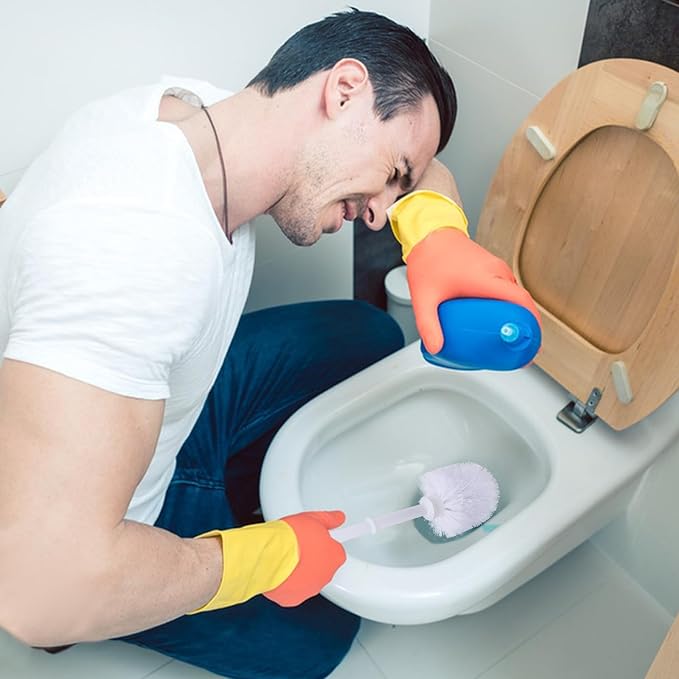 6 Pack Toilet Bowl Brush and Holder Toilet Bowl Scrubber Brush Heavy Duty 15 Inches Toilets Brushes Disposable White Stiff Bristles Cleaners Brushes Deep Cleaning Supplies for Bathroom