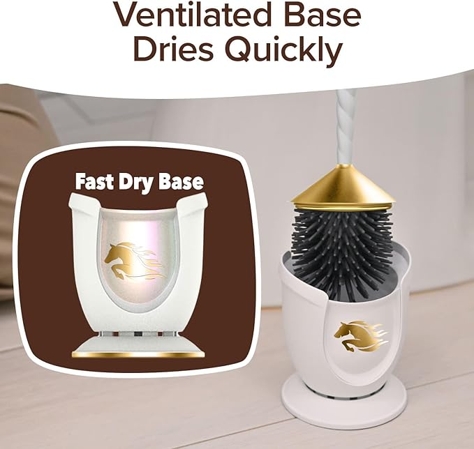 Horsepower Unicorn Gold Edition Motorized Toilet Brush w/Longer Run Time, Powerful Spinning Action, 360° Cleaning, Flexible Silicone Bristles, Eliminate Stains & Residue, No Scrubbing, Rechargeable