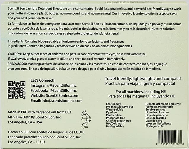 Luxury Scented Laundry Detergent Sheets, 60 Loads, Le Vert Scent Inspired by Iconic Perfumes, Amber, Musk, Sandalwood, Eco-Friendly Formula, Biodegradable Detergent Strips