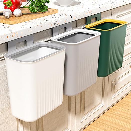 2.4 Gallon Kitchen Trash Can Compost Bin for Counter Top or Under Sink Large Capacity Garbage Can for Kitchen Bathroom Bedroom Laundry Room (Grey)