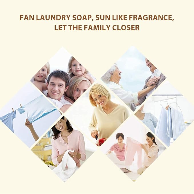 BEE & FLOWER Fan Laundry Soap Bar Laundry Stain Remover Laundry Bar Soap for Clothes Underwear Washing (5.3 Oz x 2)