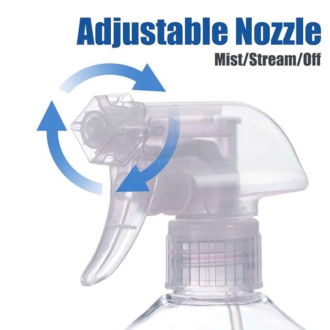 JohnBee Plastic Spray Bottle (4 Pack, 16 Oz) Heavy Duty Spraying Bottles Leak Proof Mist Empty Water Bottle for Cleaning Solution Planting Pet with Adjustable Nozzle Weighing Scientific