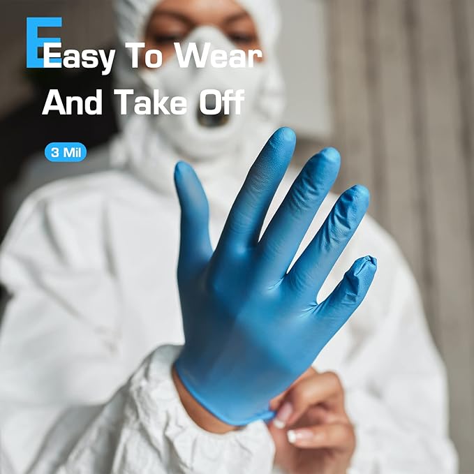 Powder-Free Nitrile Gloves, Medium Size, Box/100, 3.5g, 3 mil Light Duty Latex Free Disposable Gloves