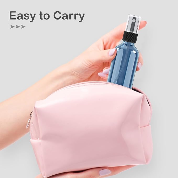 Wedama 4 oz Mini Glass Spray Bottles, Empty Small Spray Bottles with Funnel Dropper, Fine Mist for Hair, Travel, Plants, Cleaning Solutions and Skin Care (4 Pack Indigo Blue)