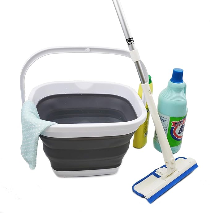 SAMMART 11L (2.9 Gallon) Collapsible Rectangular Handy Bucket (1, White/Grey)