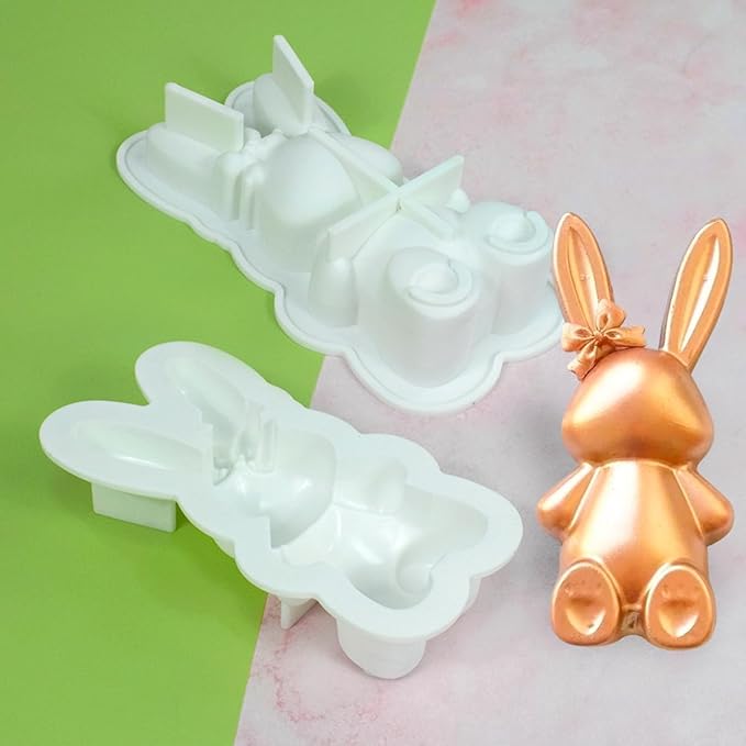 mostsom 3D Bow Bunny Silicone Candy Molds Silicone Molds for Hard Candy, Chocolate, Gummy Caramel, Ganache, Ice Cubes (Rabbit L_7x3.8x1.52inch)