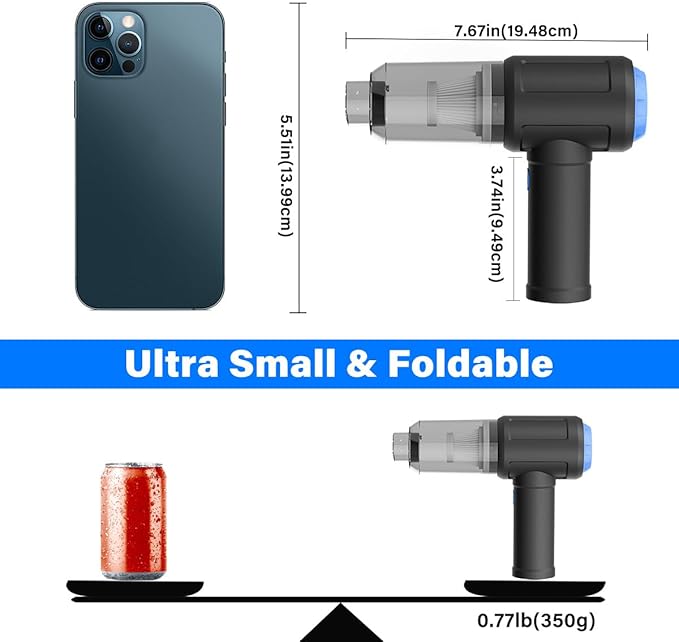 Air Duster - Computer Vacuum Cleaner - for Keyboard Cleaning - Cordless Canned Air - 110000RPM Powerful PC Cleaner(VC08)