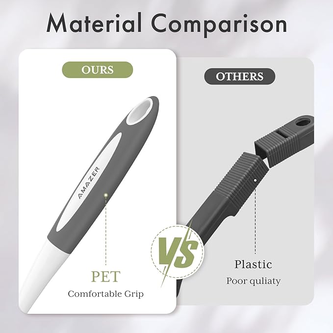 Amazer Dish Brush with Handle, 2 Pack Kitchen Scrub Brushes for Cleaning, Dish Scrubber with Stiff Bristles for Sink, Pots, Pans (Grey+Grey)