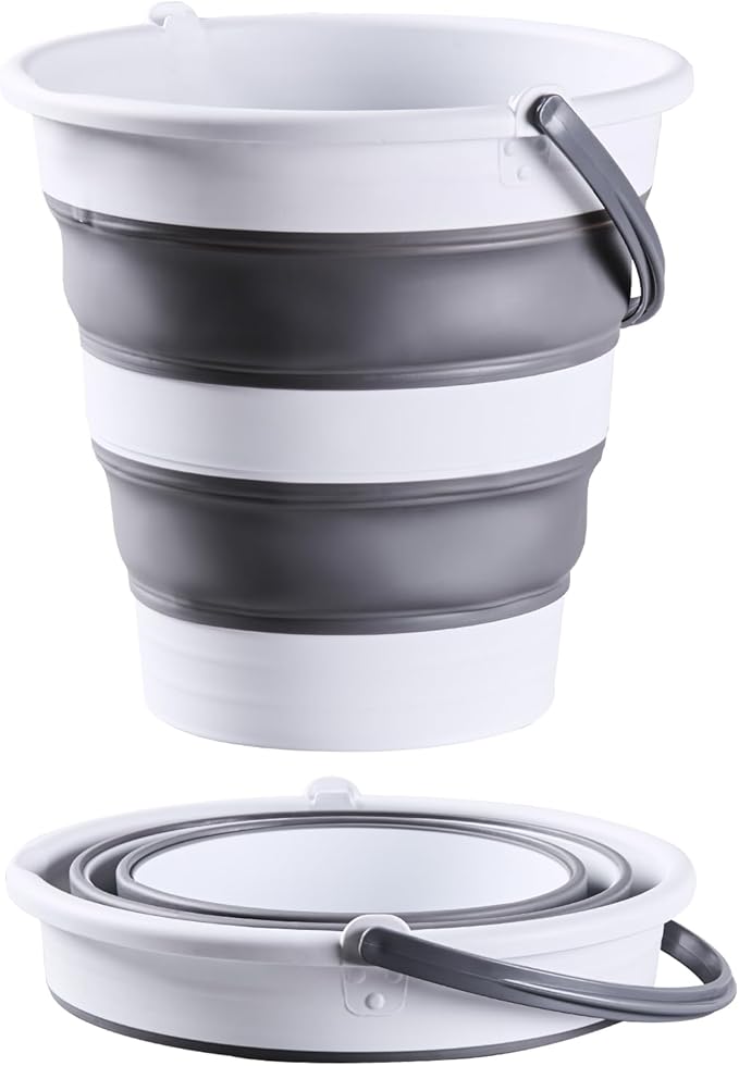 15L/4 Gal Large Collapsible Bucket with Handle - Portable Silicone Mop Bucket for Cleaning, Camping, Car Washing - Space-Saving for Outdoor, Fishing, Household – Pair of Silicone Gloves for Free
