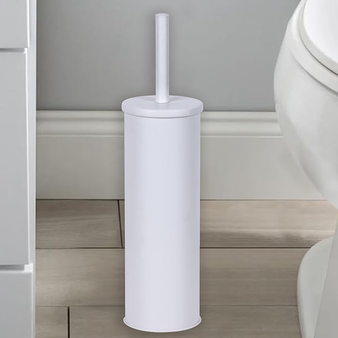 Deep & Sturdy Toilet Bowl Brush with Holder - Durable Scrubbing - Toilet Cleaners - Household Essentials - Bathroom Cleaner - Cleaning Supplies - Household Supplies, Matte White