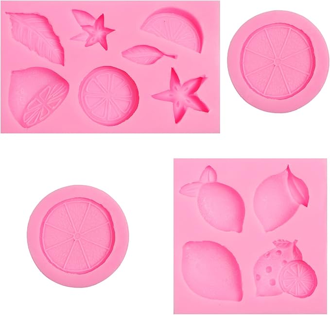 Lemon Fondant Silicone Molds, Lemon Piece Leaf Fruit Chocolate Molds for Cake Decoration Cupcake Topper Candy Sugar Craft Gum Paste Baking Dessert Clay Resin