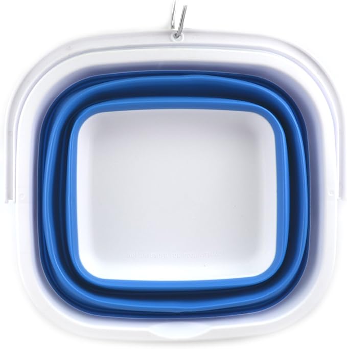 SAMMART Set of 2-10L (2.6 Gallon) Collapsible Rectangular Handy Bucket (2, Blue)