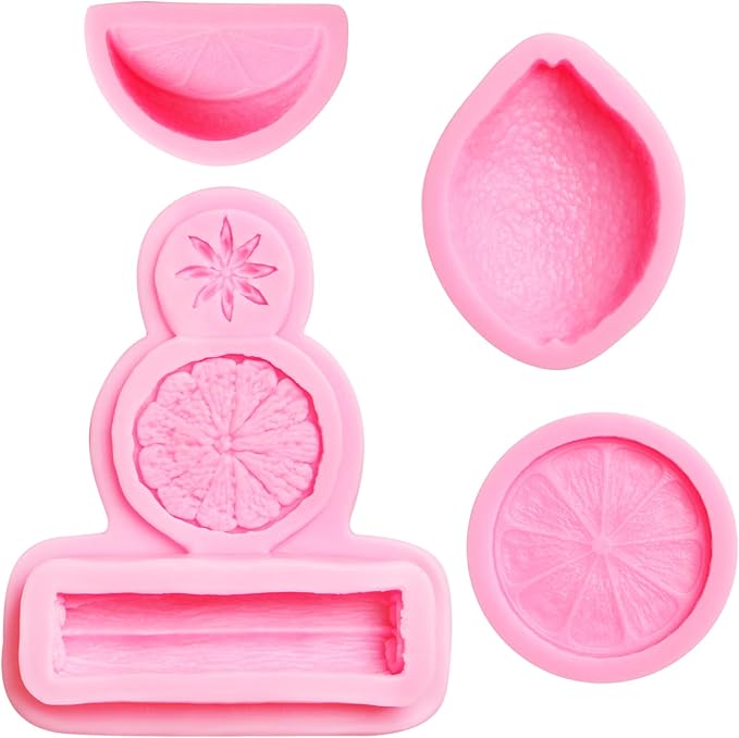 Lemon Slices Cupcake Chocolate Molds, Star Anise Cinnamon Fondant Mold, Fruit Lemon Silicone Baking Molds for Cake Decoration Candy Sugar Craft Gum Paste Clay Resin