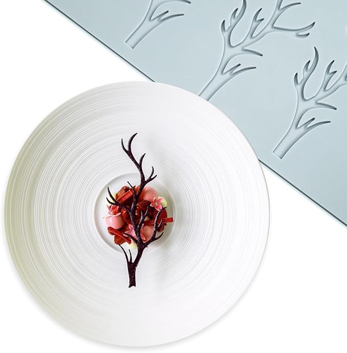 TUKE Tuile Mold 3D Branch Molds Silicone Tuile Fondant Molds Hollow Candy Lace Silicone Molds for Baking, Polymer Clay, Sugar Craft Dessert Cupcake Cake Decorating (Branch_9.52x4.92x0.12inch)