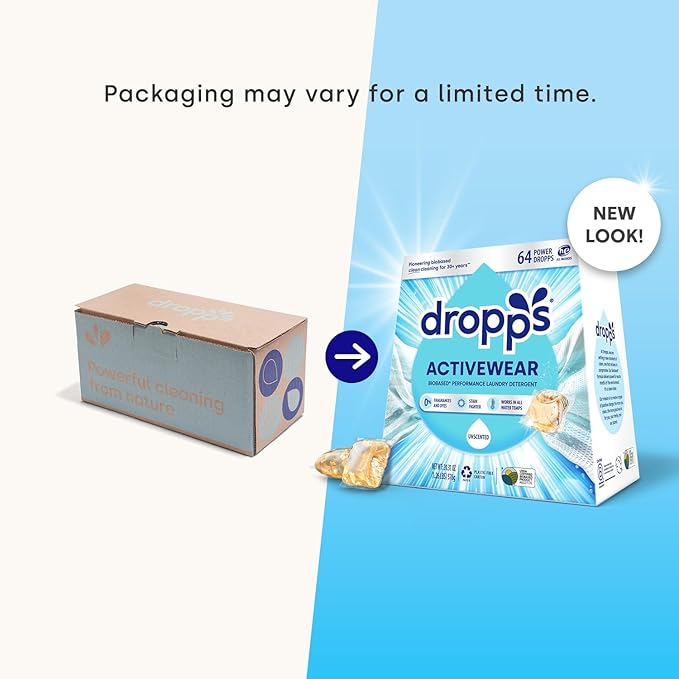 Dropps Sensitive Skin Laundry Detergent Pods, Unscented (36 Count) - Dermatologist Tested Laundry Pods - HE Compatible Laundry Supplies for Clean Clothes, Vegan & Dye-Free