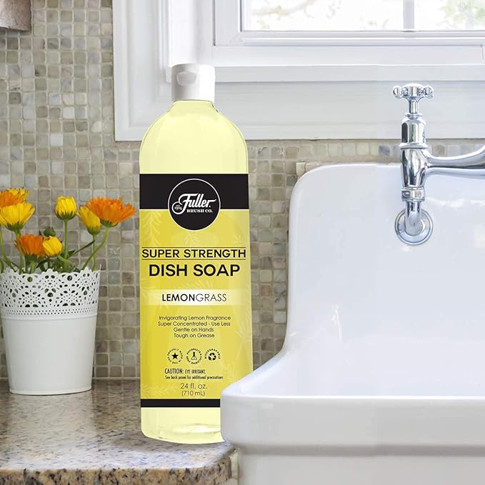 Fuller Brush Super Strength Dish Soap ? Economical ? Use Much Less ? For Dishes, Glasses, Silverware, Utensils, Pots, Pans, Countertops, Tables ? Invigorating Fragrance (Lemongrass)